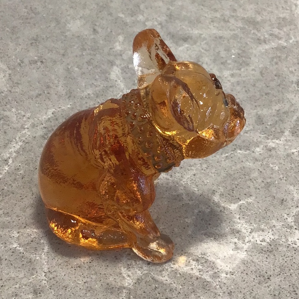 Vtg Westmoreland 2.5” Glass Bulldog Figurine Rhinestone Eyes - Picture 4 of 6